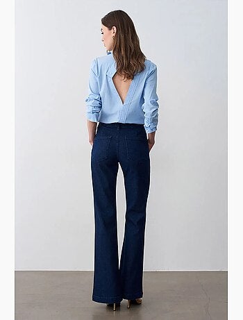 Jeans de cintura subida à boca de sino dilvin
