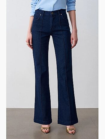 Jeans de cintura subida à boca de sino dilvin
