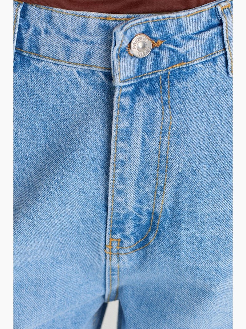 Jeans de cintura subida balloon de perna larga e larga dilvin Azul-safira - Kiabi