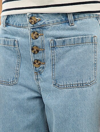 Jeans de cintura subida com botões