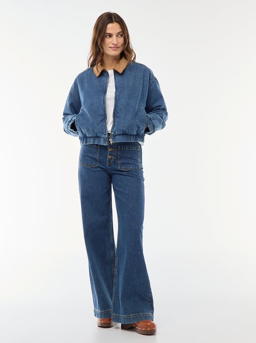 Jeans de cintura subida com botões - Kiabi