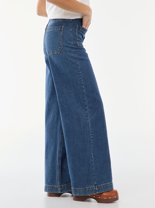 Jeans de cintura subida com botões - Kiabi
