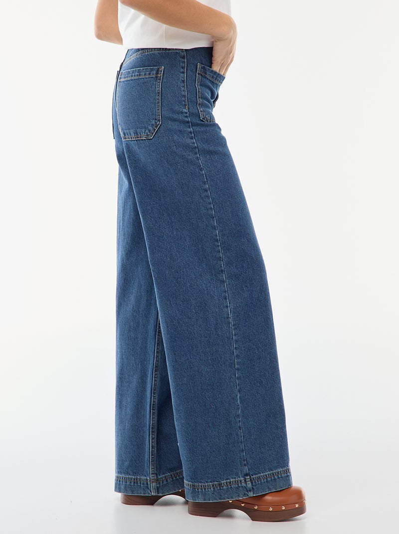 Jeans de cintura subida com botões Azul - Kiabi