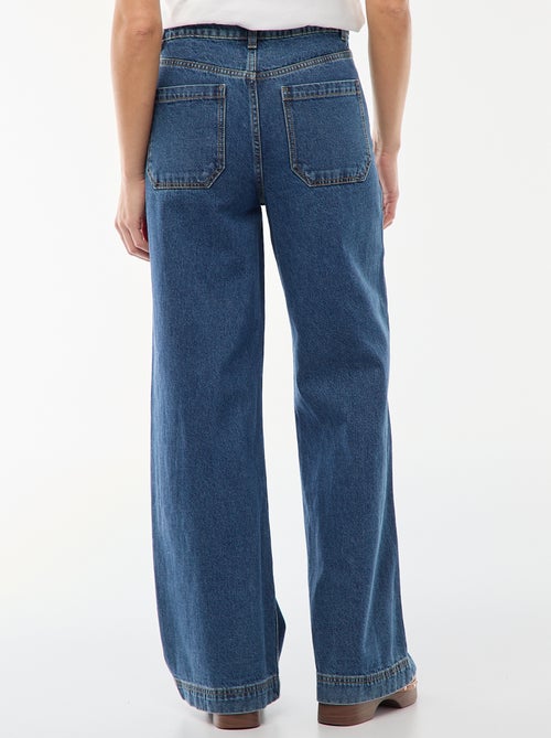 Jeans de cintura subida com botões - Kiabi