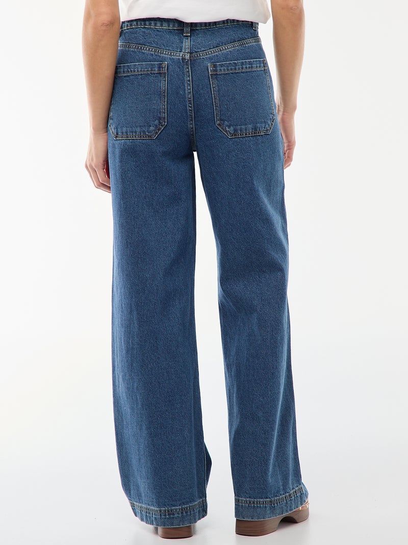 Jeans de cintura subida com botões Azul - Kiabi