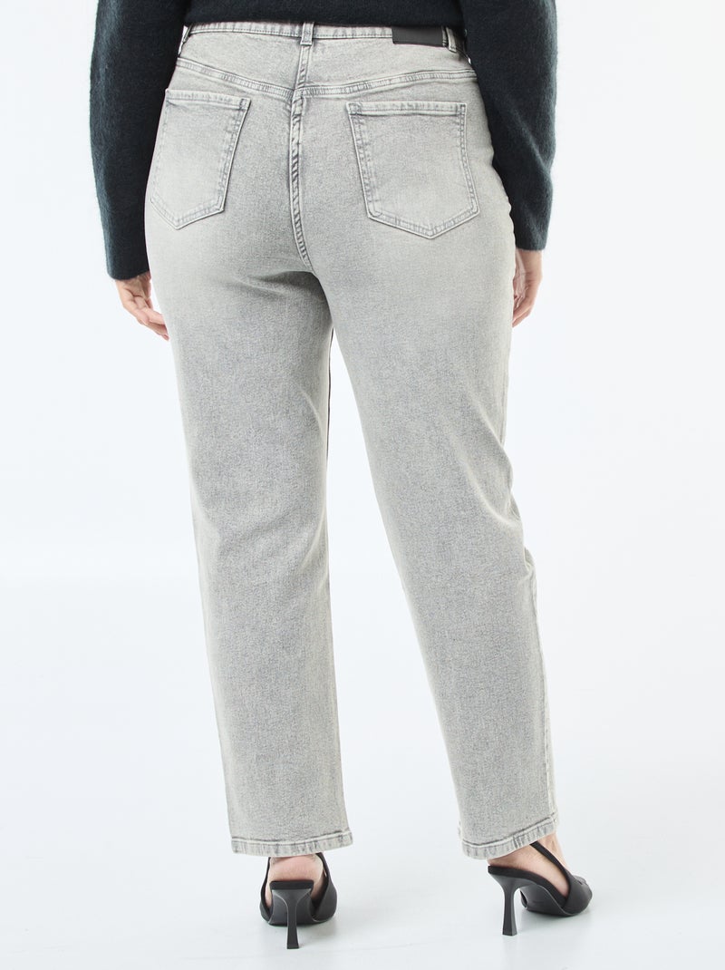 Jeans de cintura subida com strass Cinza - Kiabi