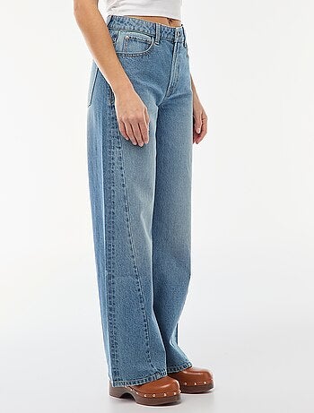 Jeans de cintura subida corte largo / wide leg