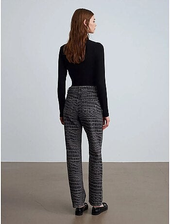 Jeans de cintura subida de perna reta texturizados dilvin