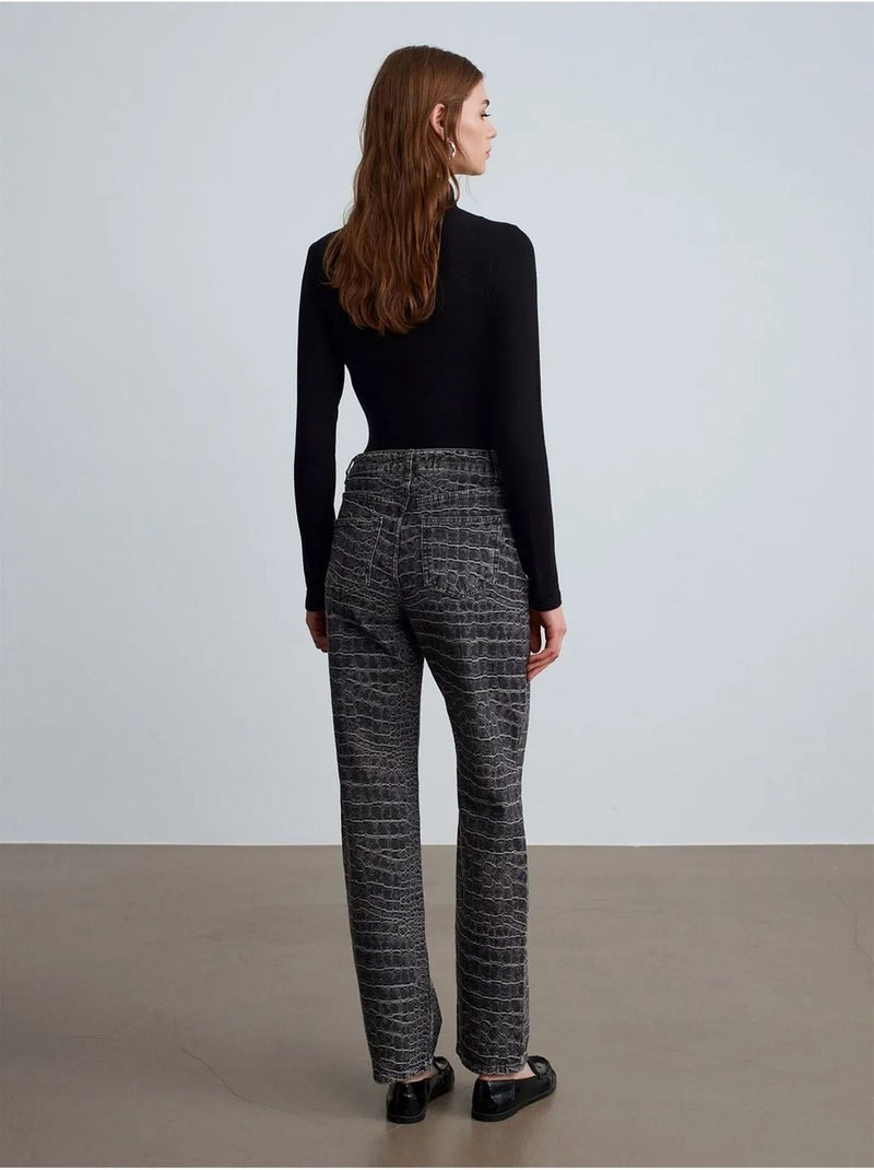 Jeans de cintura subida de perna reta texturizados dilvin Cinza-preto - Kiabi