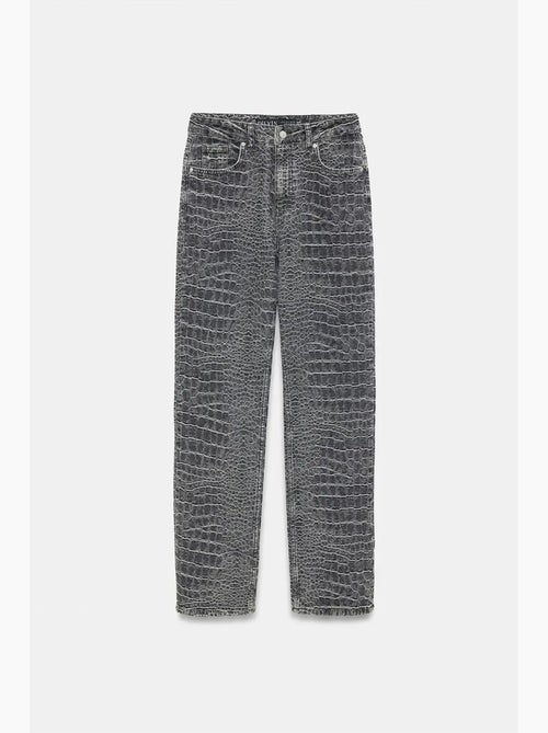 Jeans de cintura subida de perna reta texturizados dilvin - Kiabi Jeans de cintura subida de perna reta texturizados dilvin - Kiabi