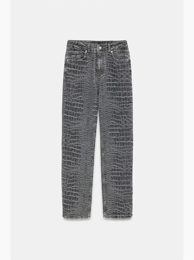 Jeans de cintura subida de perna reta texturizados dilvin Cinza-preto - Kiabi