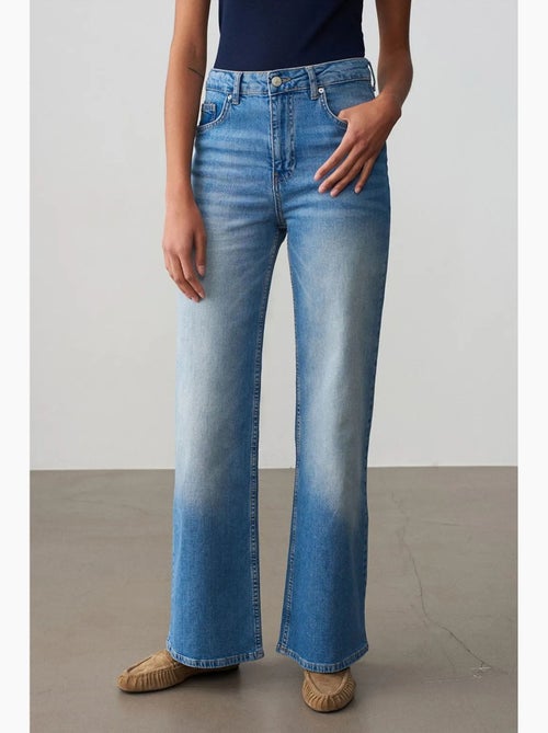 Jeans de cintura subida e perna larga dilvin - Kiabi