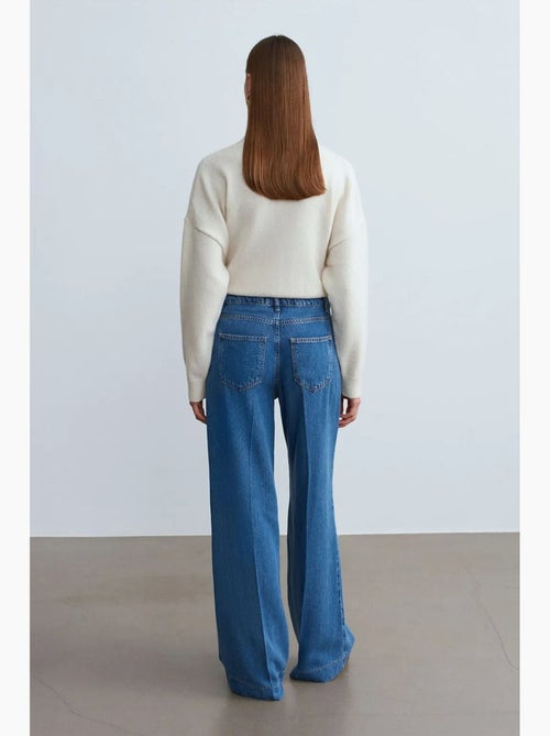 Jeans de cintura subida e perna larga em tencel dilvin - Kiabi Jeans de cintura subida e perna larga em tencel dilvin - Kiabi