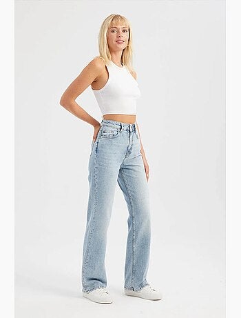 Jeans de cintura subida e perna reta hiccup