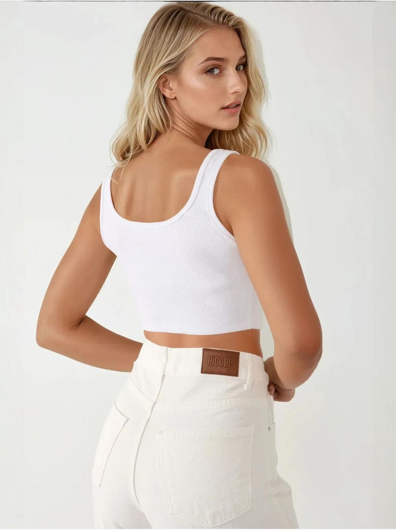 Jeans de cintura subida e perna reta hiccup Branco - Kiabi