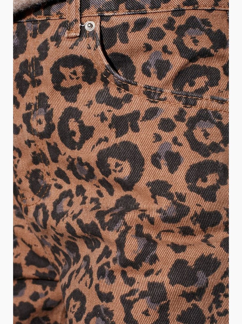 Jeans de cintura subida estampados de perna larga e larga dilvin Multicolorido - Kiabi