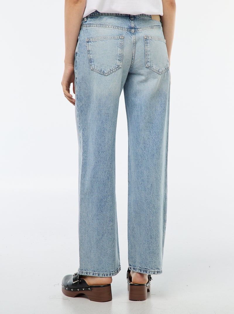 Jeans de corte largo e cintura subida com cinto assimétrico Azul - Kiabi