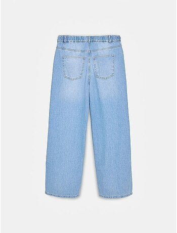 Jeans de denim de algodão de cintura alta e perna larga dilvin