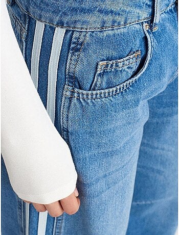 Jeans de ganga às riscas de cintura subida e perna larga e larga dilvin