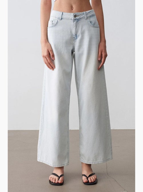 Jeans de ganga de algodão de cintura baixa e perna larga dilvin - Kiabi Jeans de ganga de algodão de cintura baixa e perna larga dilvin - Kiabi