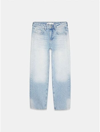 Jeans de ganga de algodão de cintura baixa e perna reta dilvin