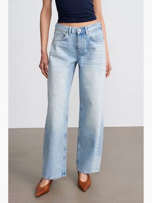 Jeans de ganga de algodão de cintura baixa e perna reta dilvin - Kiabi Jeans de ganga de algodão de cintura baixa e perna reta dilvin - Kiabi