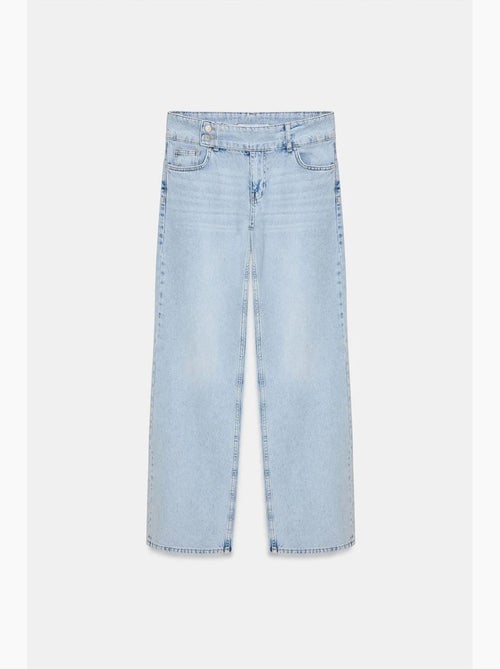 Jeans de ganga de algodão de cintura média e perna larga dilvin - Kiabi Jeans de ganga de algodão de cintura média e perna larga dilvin - Kiabi