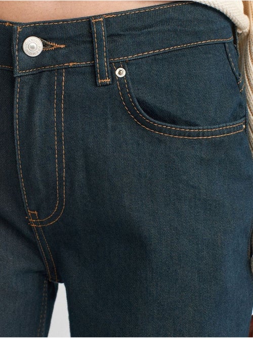 Jeans de ganga de algodão de cintura média e perna larga dilvin - Kiabi Jeans de ganga de algodão de cintura média e perna larga dilvin - Kiabi