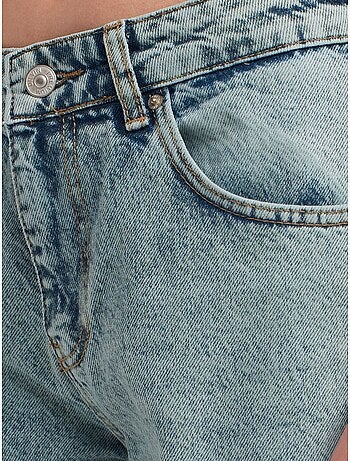Jeans de ganga de algodão de cintura média e perna reta dilvin