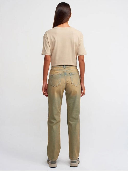 Jeans de ganga de algodão de cintura média e perna reta dilvin - Kiabi Jeans de ganga de algodão de cintura média e perna reta dilvin - Kiabi