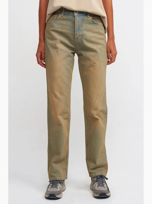 Jeans de ganga de algodão de cintura média e perna reta dilvin - Kiabi Jeans de ganga de algodão de cintura média e perna reta dilvin - Kiabi