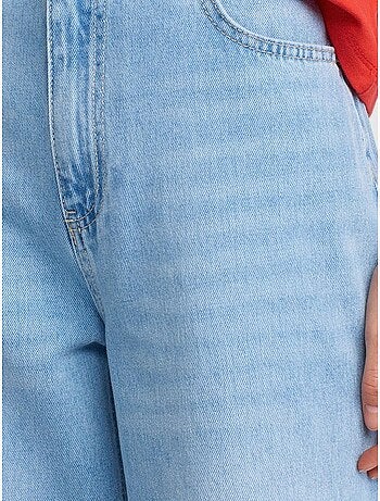 Jeans de ganga de algodão de cintura subida e perna larga dilvin