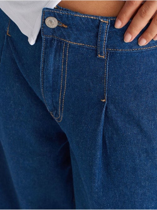 Jeans de ganga de algodão de cintura subida e perna larga dilvin - Kiabi Jeans de ganga de algodão de cintura subida e perna larga dilvin - Kiabi