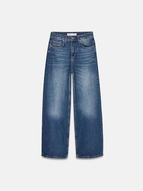 Jeans de ganga de algodão de cintura subida e perna larga dilvin - Kiabi