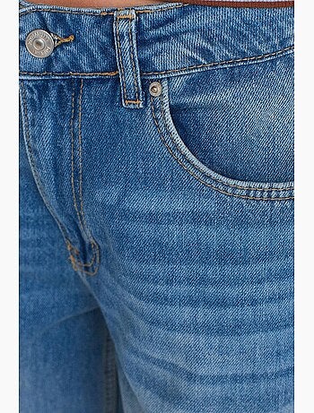Jeans de ganga de algodão de cintura subida e perna larga dilvin
