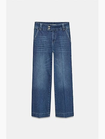Jeans de ganga de algodão de cintura subida e perna larga dilvin