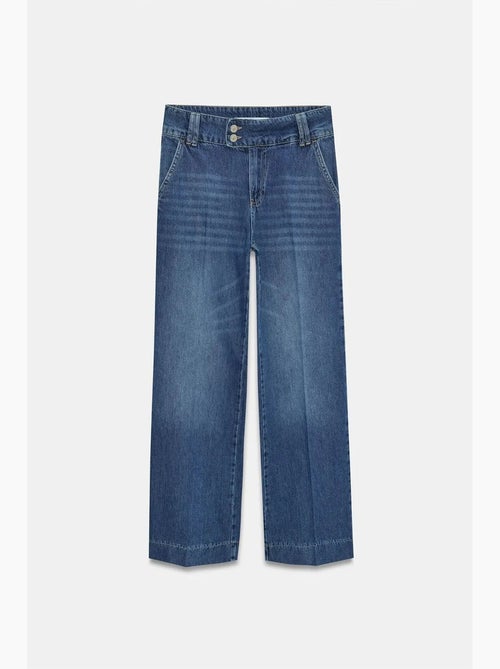 Jeans de ganga de algodão de cintura subida e perna larga dilvin - Kiabi Jeans de ganga de algodão de cintura subida e perna larga dilvin - Kiabi