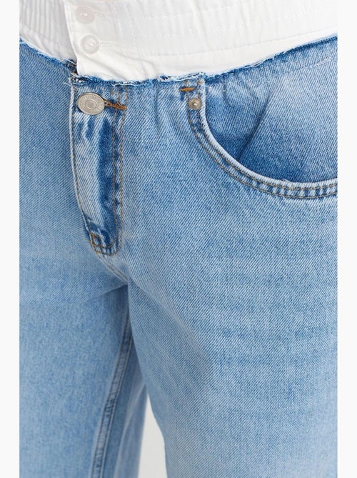 Jeans de ganga de algodão de cintura subida e perna larga dilvin - Kiabi Jeans de ganga de algodão de cintura subida e perna larga dilvin - Kiabi