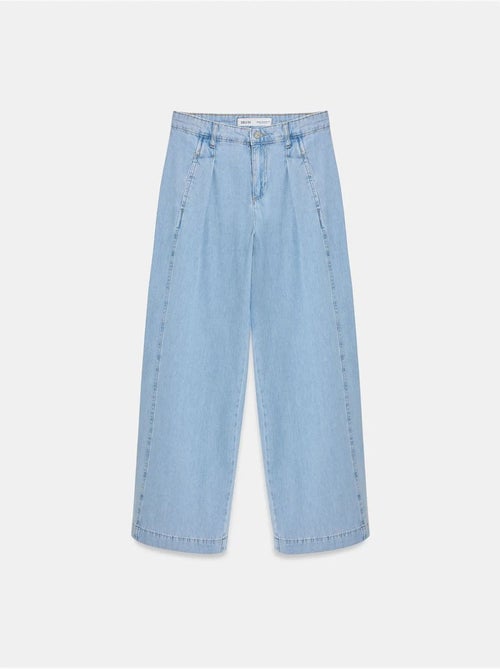 Jeans de ganga de algodão de cintura subida e perna larga dilvin - Kiabi Jeans de ganga de algodão de cintura subida e perna larga dilvin - Kiabi
