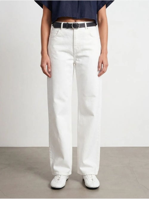 Jeans de ganga de algodão de cintura subida e perna larga dilvin - Kiabi Jeans de ganga de algodão de cintura subida e perna larga dilvin - Kiabi