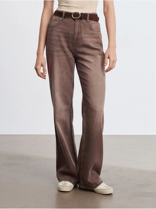Jeans de ganga de algodão de cintura subida e perna larga dilvin - Kiabi Jeans de ganga de algodão de cintura subida e perna larga dilvin - Kiabi