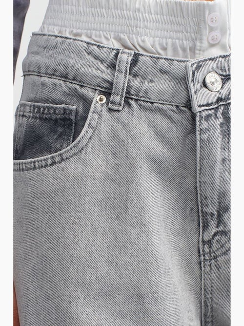 Jeans de ganga de algodão de cintura subida e perna larga dilvin - Kiabi Jeans de ganga de algodão de cintura subida e perna larga dilvin - Kiabi