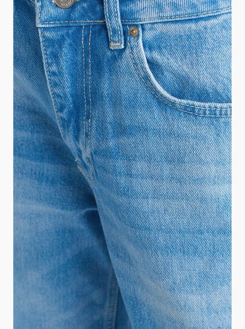 Jeans de ganga de algodão de cintura subida e perna larga e larga dilvin - Kiabi Jeans de ganga de algodão de cintura subida e perna larga e larga dilvin - Kiabi