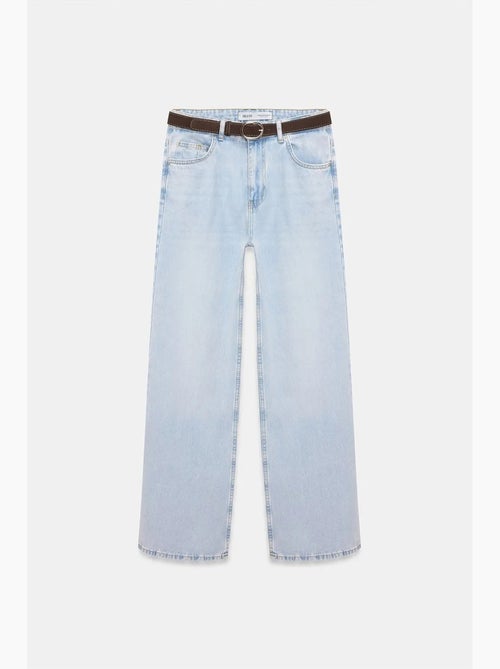 Jeans de ganga de algodão de cintura subida e perna larga larga dilvin - Kiabi Jeans de ganga de algodão de cintura subida e perna larga larga dilvin - Kiabi