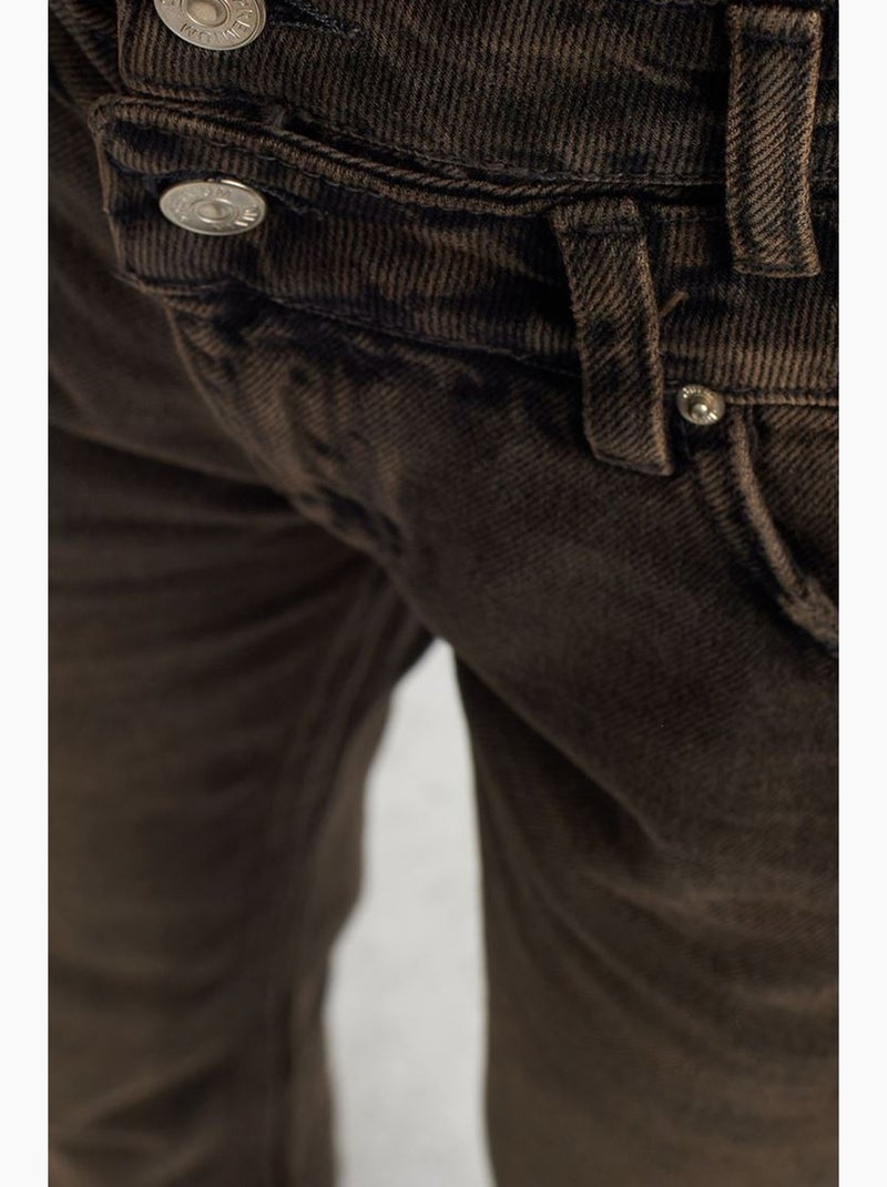 Jeans de ganga de algodão de cintura subida e perna reta dilvin Cinza escuro - Kiabi