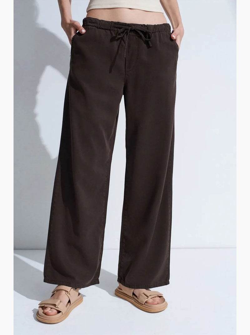 Jeans de ganga de cintura média e perna larga dilvin Cinza-preto - Kiabi