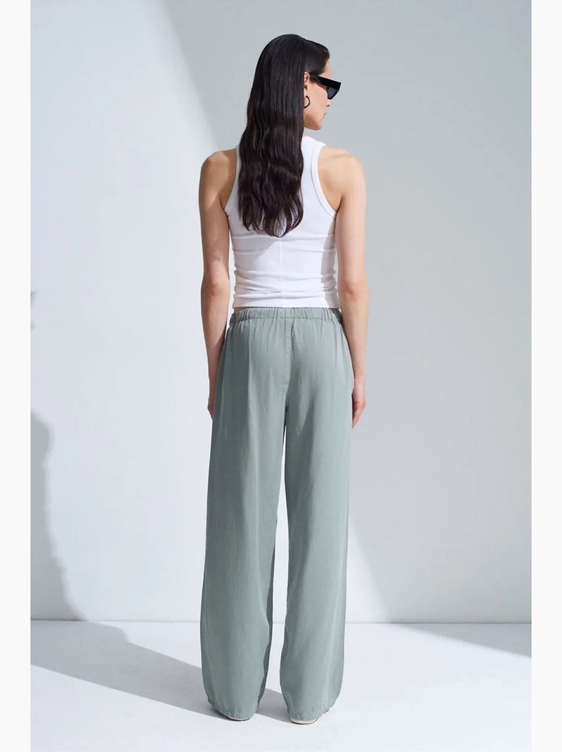 Jeans de ganga de cintura média e perna larga dilvin Verde - Kiabi