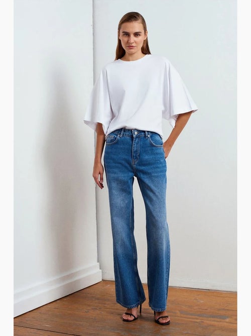 Jeans de ganga de cintura subida e perna larga dilvin - Kiabi Jeans de ganga de cintura subida e perna larga dilvin - Kiabi