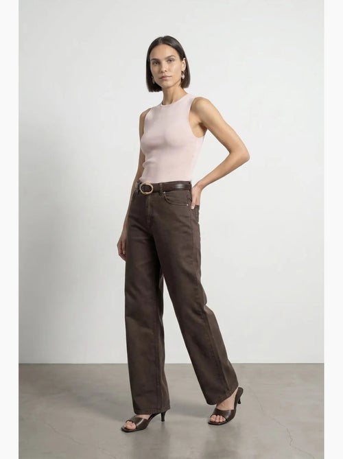 Jeans de ganga de cintura subida e perna larga dilvin - Kiabi