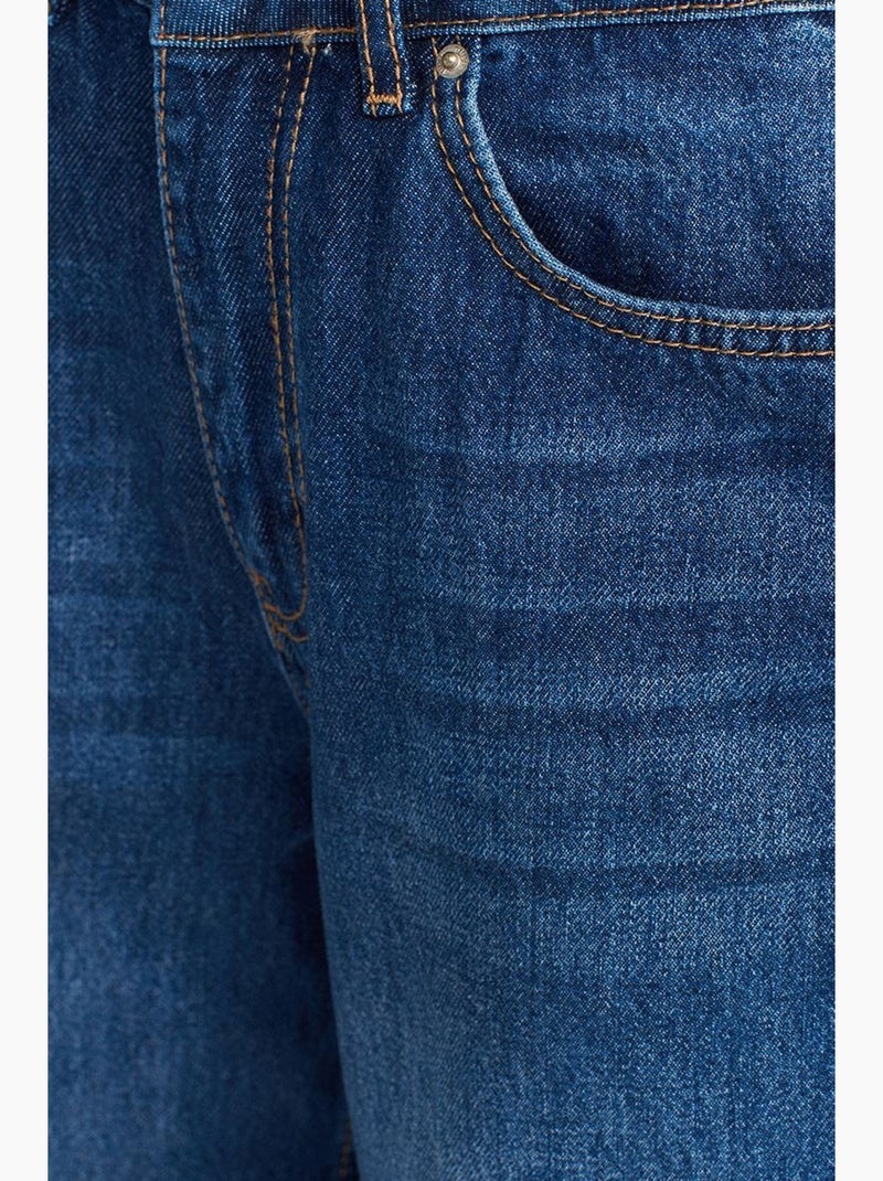 Jeans de ganga de cintura subida e perna larga e larga dilvin Azul-safira - Kiabi